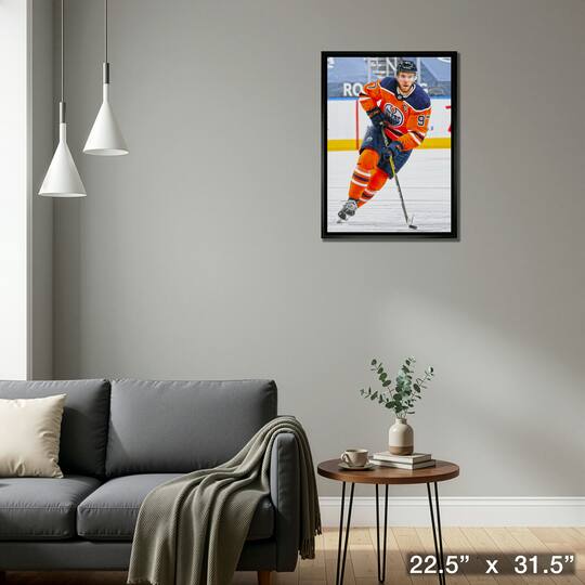 Connor McDavid Edmonton Oilers Framed 20" x 29" Skating Canvas 22.5" x 31.5"